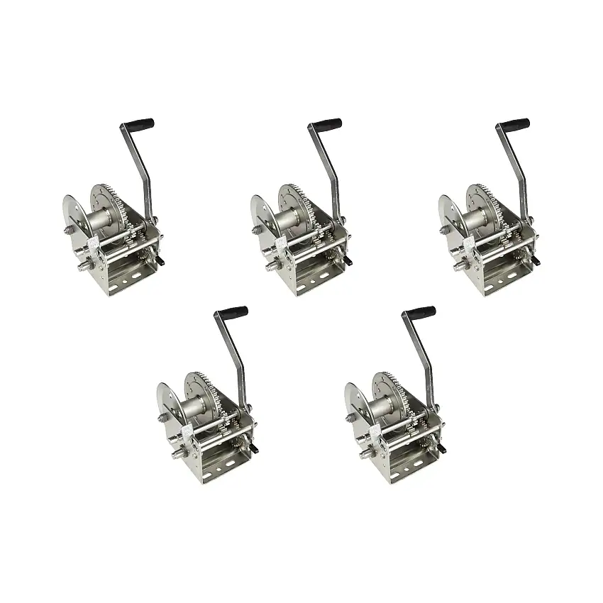 Fulton (5-Pack) Trailer Winch, Two-Speed, 3,200 lbs. Capacity, No Strap, 10 Inch Handle, Silver (Bulk 56)
