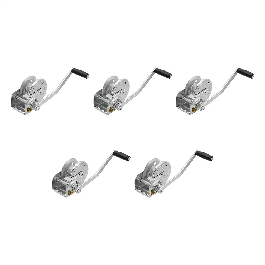 Fulton (5-Pack) Brake Winch, 1,000 lbs. Capacity, No Strap, Covered Gears, Deluxe, Silver