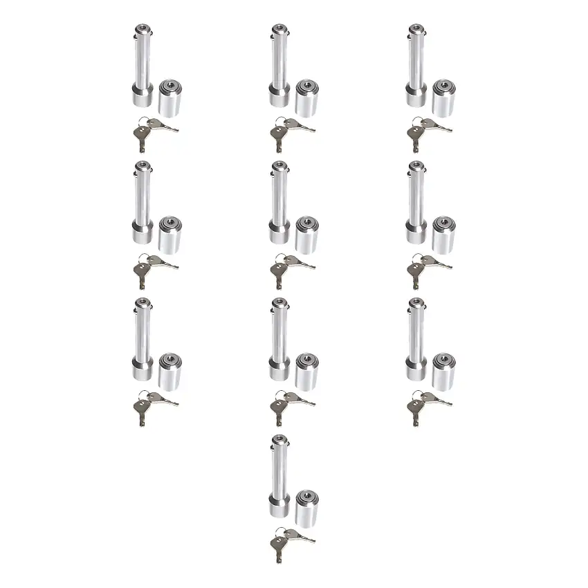 Fulton (10-Pack) Trailer Hitch Lock, Fits 2 Inch Square Receiver, 5/8 Inch Pin Diameter, Professional, Stainless Steel
