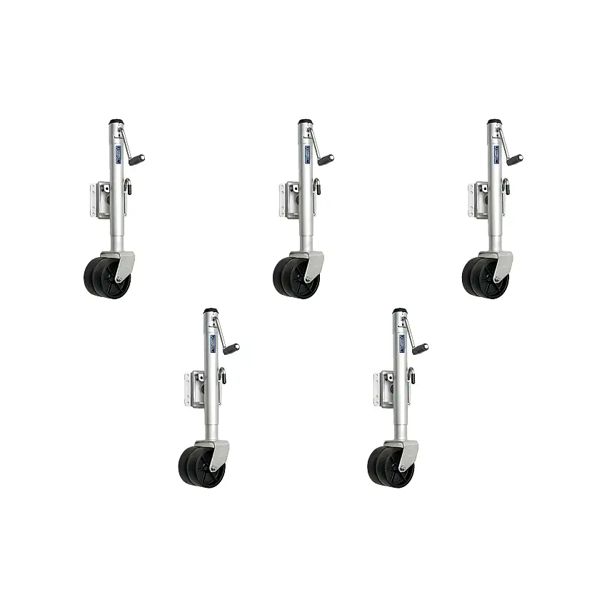 Fulton (5-Pack) Marine Trailer Jack, 1,500 lbs. Lift Capacity, Sidewind, Bolt-On Side Mount, 12 Inch Travel, Dual Wheel, Zinc