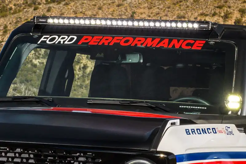 2021-2025 Ford Bronco Ford Performance Windshield Banner White/Red | M-1820-BRR