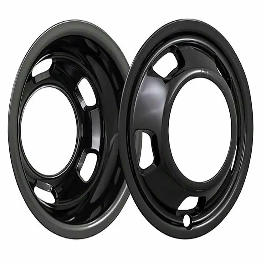 Coast to Coast International IWCN8010BLK Fits 17 Inch Wheels Gloss Black Steel Push On 8 Lug 5 Hand Hole Wheels Set Of 4