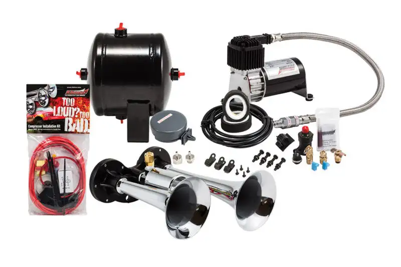 Kleinn Model HK1 ProBlaster? Dual Chrome Air Horn Kit with 120 PSI Air Compressor & 0.5 gal Air Tank | HK1