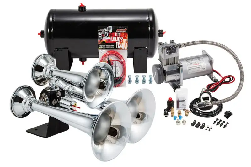 Kleinn Model HK6 ProBlaster? Triple Chrome Train Horn Kit with 150 PSI Air Compressor & 1.5 gal Air Tank | HK6