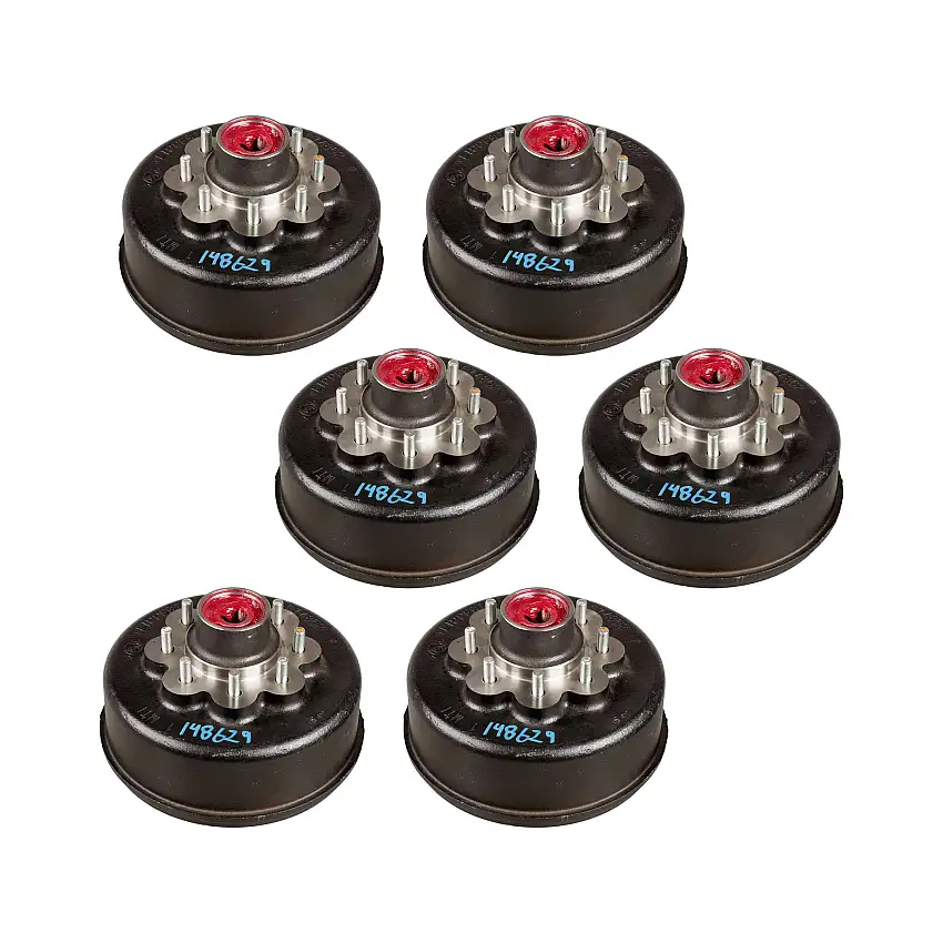 Lippert (6-Pack) 8K lbs RV Brake Drum Hub Assembly for 8,000- Axle - 8 on 6.5", 9/16" Stud - Heavy-Duty Trailer Component