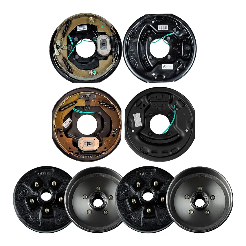 Lippert 3,500 lb RV Brake Kit – 2 Brake Drum Hubs (5 on 4.5", 1/2" Stud with Bearing Cone) with 1 Left & 1 Right Electric Trailer Brake Assembly (10" x 2.25")