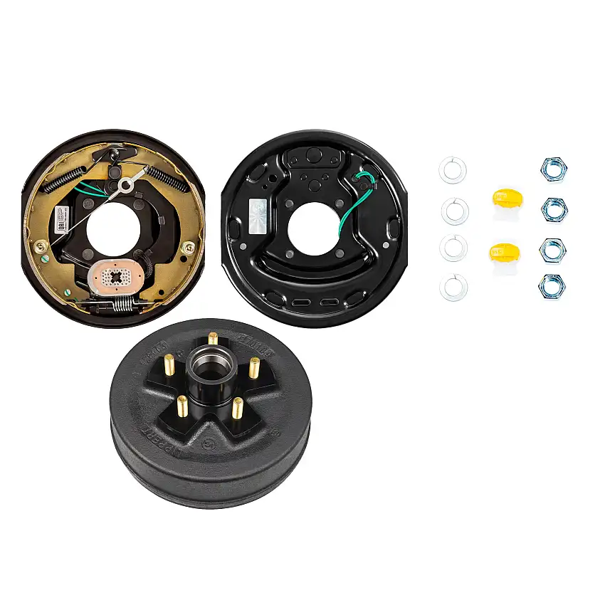 Lippert 10" 3,500 lb RV Brake Kit – 1 Brake Drum Hub (5 on 4.5", 1/2" Stud) with 1 Right Forward Self-Adjusting Brake Assembly (10" x 2.25")