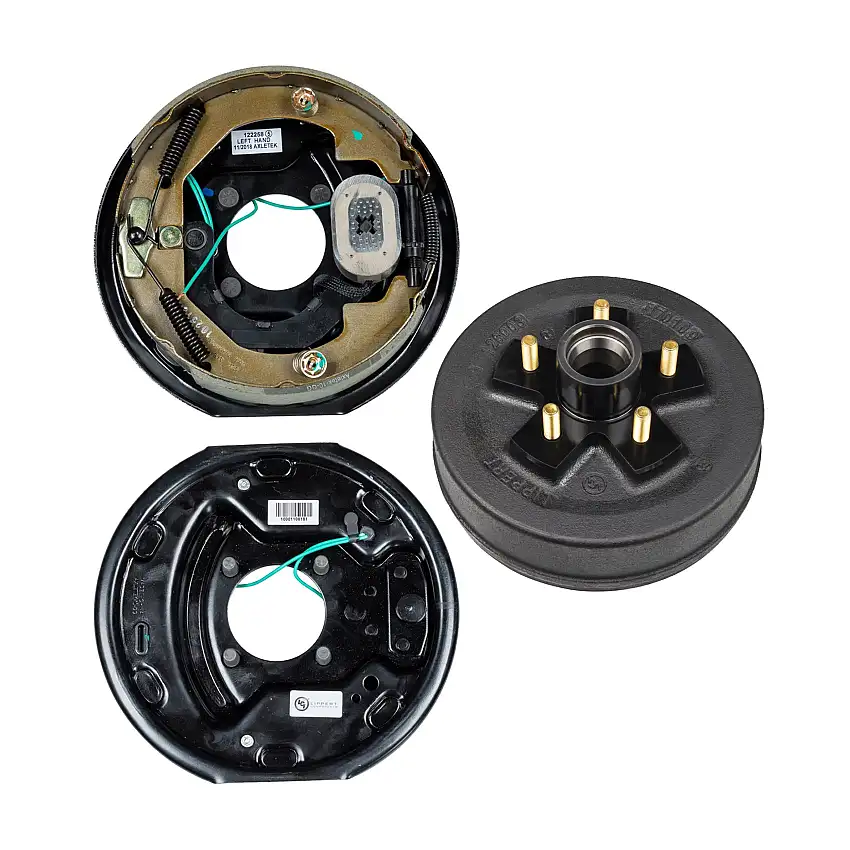 Lippert 3,500 lb Trailer Brake Kit – 1 Electric Trailer Brake Assembly Left Side (10" x 2.25") & 1 Trailer Brake Hub (5 on 4.5", 1/2" Stud)