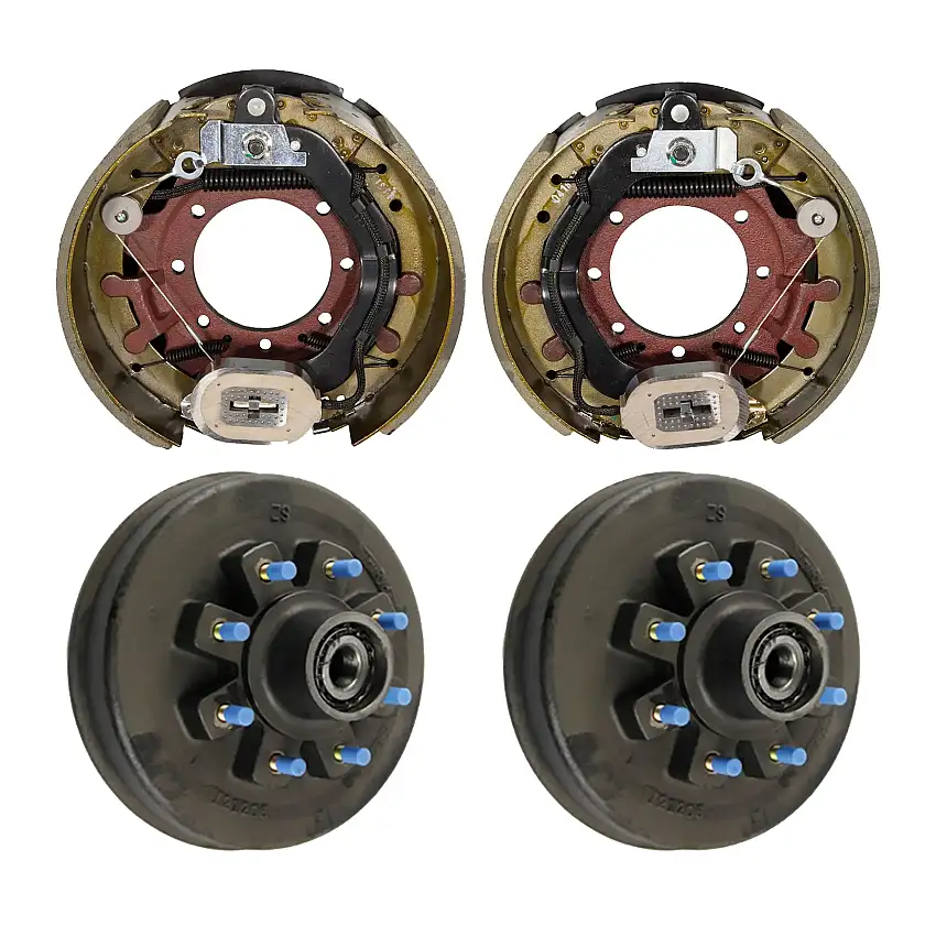 Lippert 12-16K RV Brake Kit – 2 Threaded Brake Hubs (8 on 275 mm, M22 Studs) with 1 Left & 1 Right Forward Self-Adjusting Brake (12-1/4" x 5")