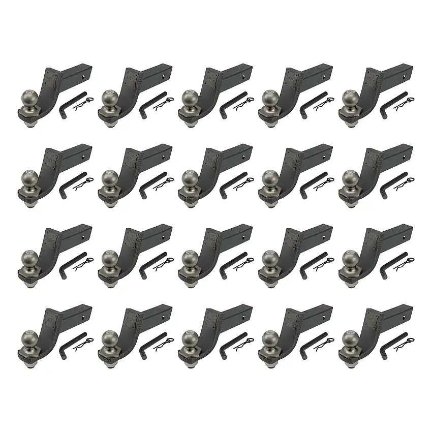 Reese (20-Pack) Interlock® Tactical Trailer Hitch Ball Mount Starter Kit, Fits 2 Inch Square Receiver, 3.25 Inch Drop, 5,000 lbs. Capacity, Includes 2 Inch Trailer Ball and Pin & Clip, Matte Black