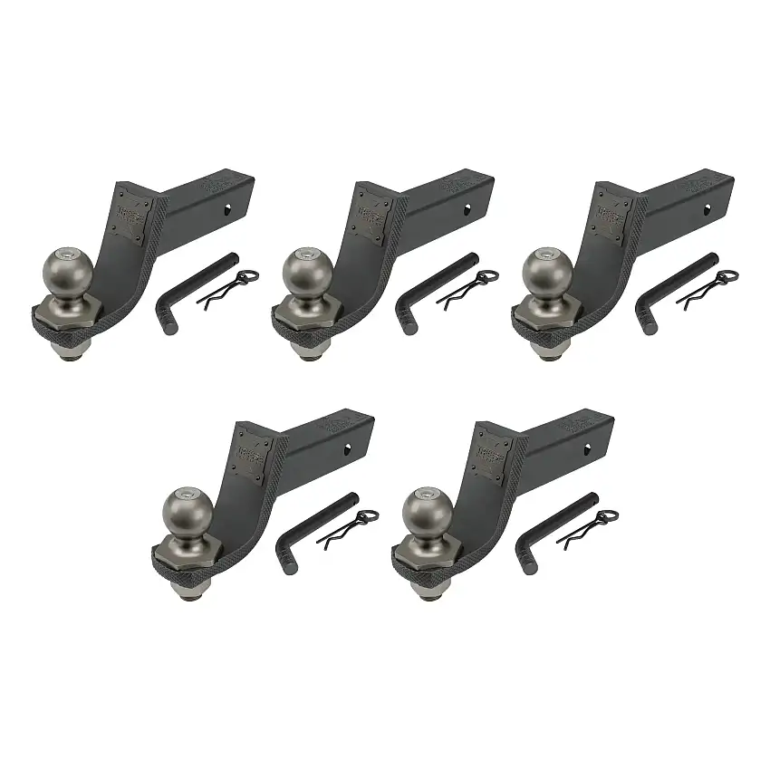 Reese (5-Pack) Interlock® Tactical Trailer Hitch Ball Mount Starter Kit, Fits 2 Inch Square Receiver, 3.25 Inch Drop, 5,000 lbs. Capacity, Includes 2 Inch Trailer Ball and Pin & Clip, Matte Black