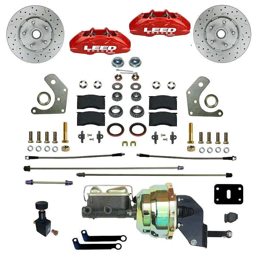 LEED Brakes RFC2006-8405X Power Front Kit with Drilled Rotors and Red Powder Coated Calipers