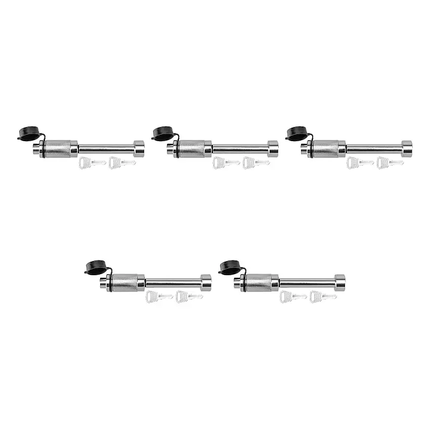 Reese Towpower (5-Pack) Trailer Hitch Lock, Fits 2-1/2 Inch Square Receiver, 5/8 Inch Pin Diameter, Dogbone Style, Chrome