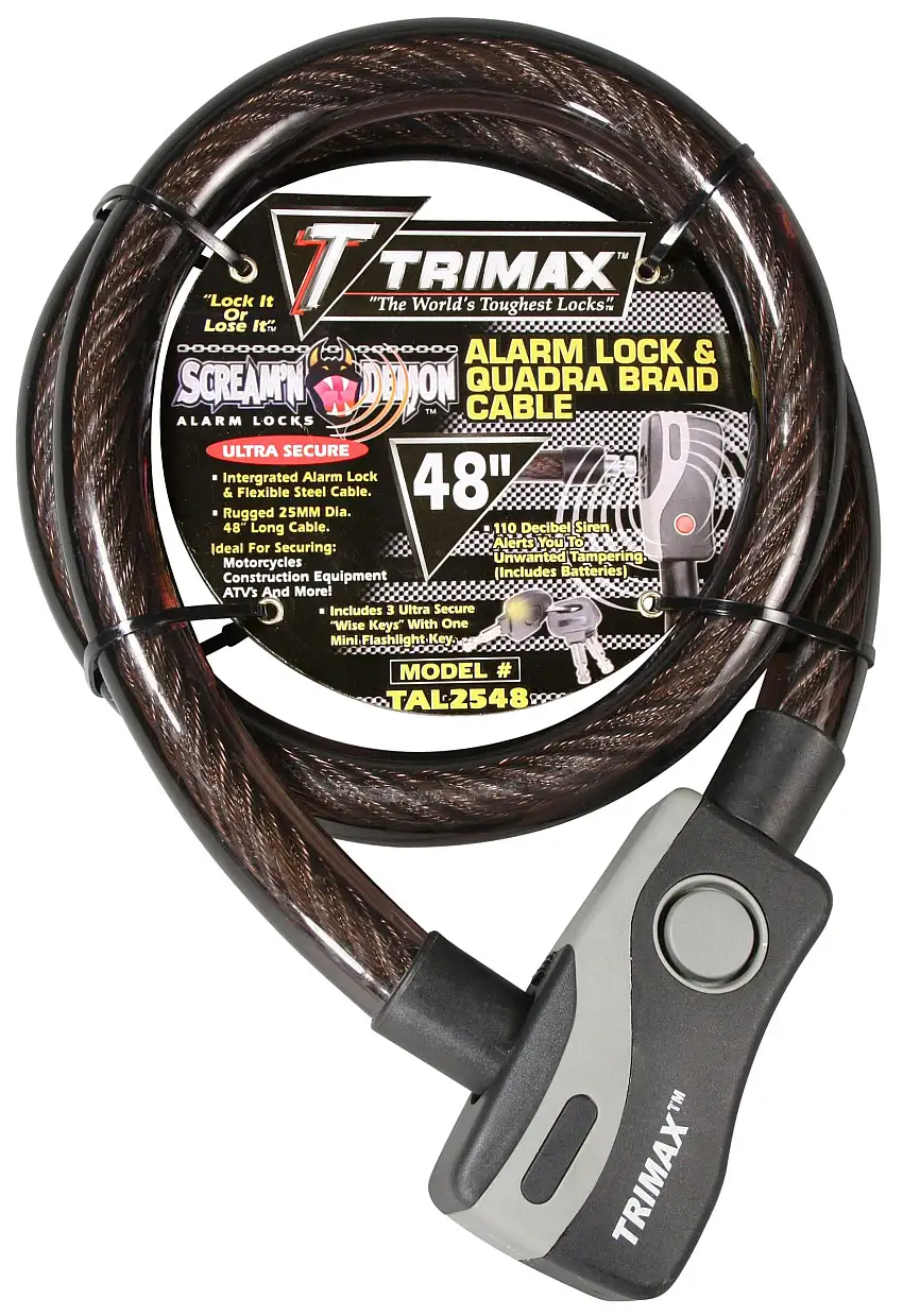 Trimax TAL2548 Alarm Lock & Quadra-Braid Cable 25mm Cable X 48 Length