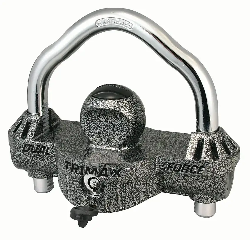 Trimax UMAX50 Universal Coupler & Wheel Lock - 9/16" Steel Shackle - Hammer Tone Grey