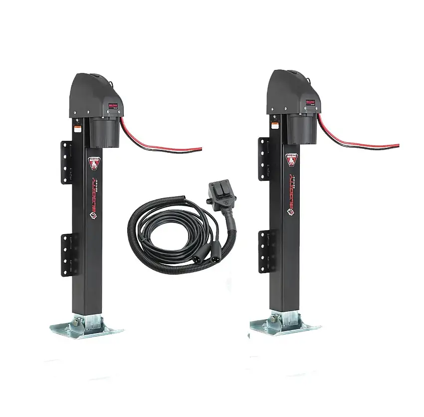 BULLDOG (2-Pack) Velocity Series Powered Trailer Jack, Side Mount, 12,000 lbs. Support Capacity, Bolt-On, 24 Inch Travel, Dual Remote Inc.