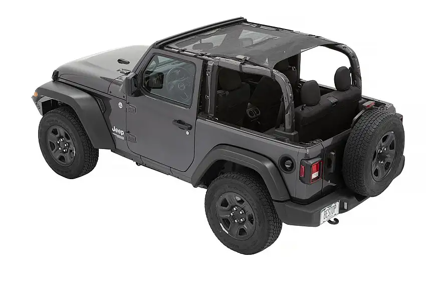 Bestop Sun Extended Safari Style Bikini Top in Mesh for 18-24+ Jeep Wrangler JL 2 Door