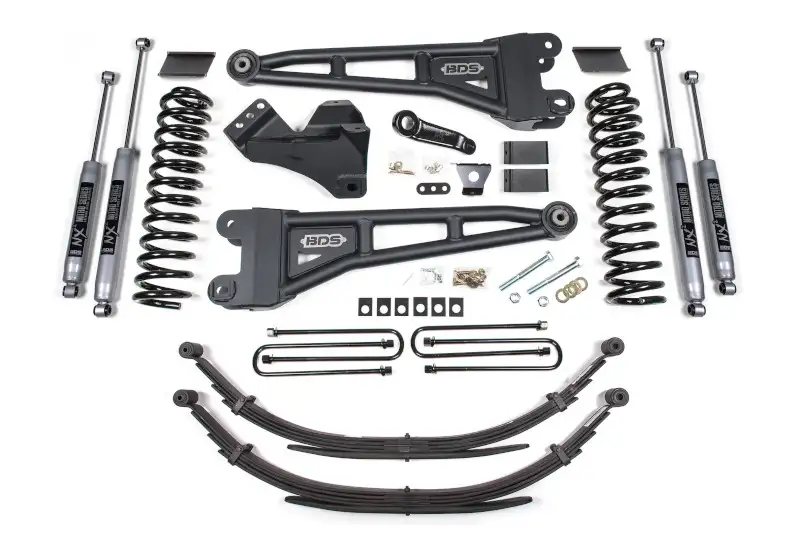 2011-2016 Ford F250 & F350 4WD Diesel BDS 4 inch Radius Arm Lift Kit NX2 Series Shocks & Rear Blocks | 1596H