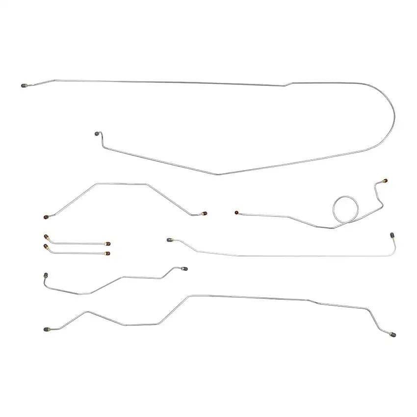 1963 Chevrolet GMC Truck 2wd Complete Power Drum Brake Line Kit 8pc, 1/2 ton, Longbed, OE Steel