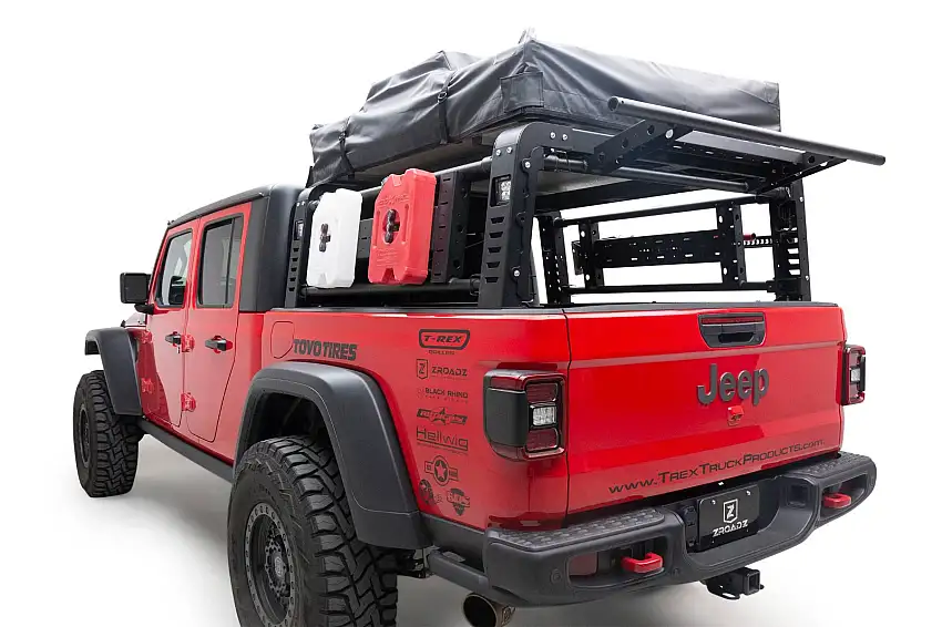 ZROADZ Access Overland Rack With Three Lifting Side Gates, Without Factory Trail Rail Cargo System for 20-24+ Jeep Gladiator JT Z834201