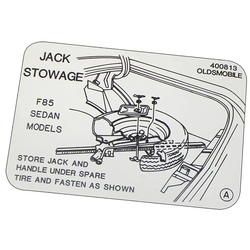 1968 Oldsmobile Cutlass Jack Stowage Trunk Decal 1pc