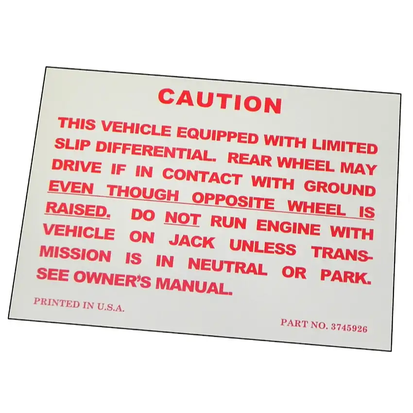 1959-71 GM Trunk Lid Posi Decal 1pc