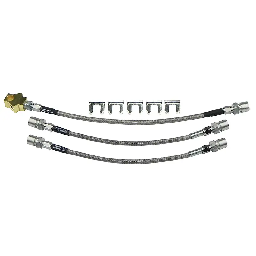1963-64 Dodge Dart Plymouth Valiant Drum Brake Stainless Braided Brake Hose Kit 3pc