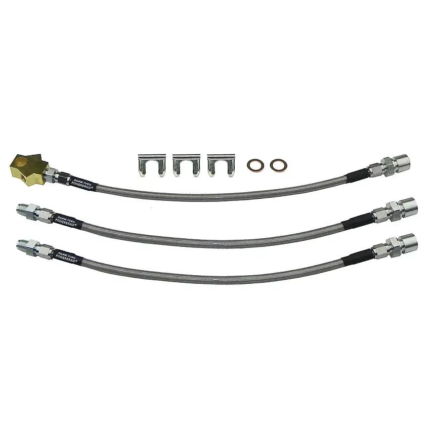 Stainless Flex Hoses - 1969 Mopar - C-Body, Dodge-Polara, Monaco, Plymouth-Fury l, ll , lll, Sport, Factory Disc Brake, 3 Hose Kit, 8pc