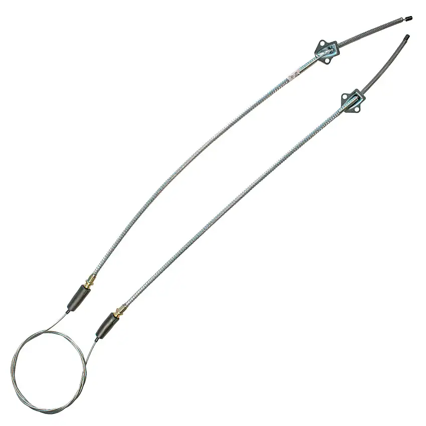 1957 Pontiac Star Chief Bonneville Rear Parking Brake Cable (1 Cable-loop), With Brackets, OE Steel