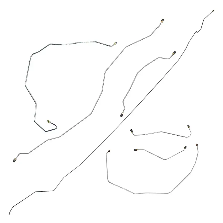 1955 Chevrolet Bel Air w/Single Exhaust Inside Frame Power Brake Line Kit 7pc, Stainless (E-13)