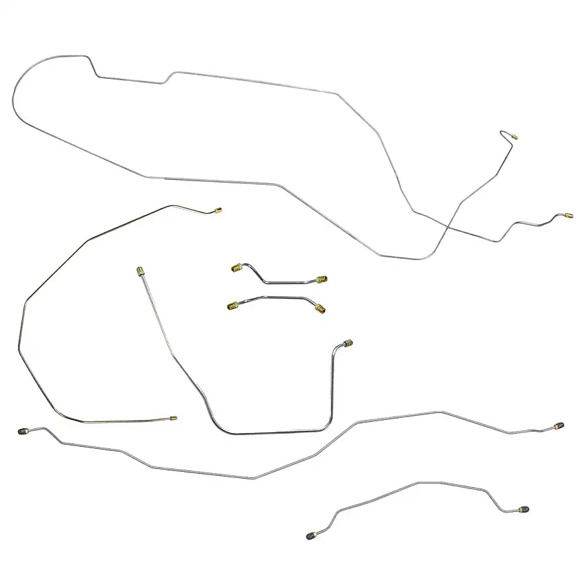 1956 Chevrolet Bel Air w/Dual Exhaust Outside Frame Manual Brake Line Kit 7pc, Stainless (E-14)