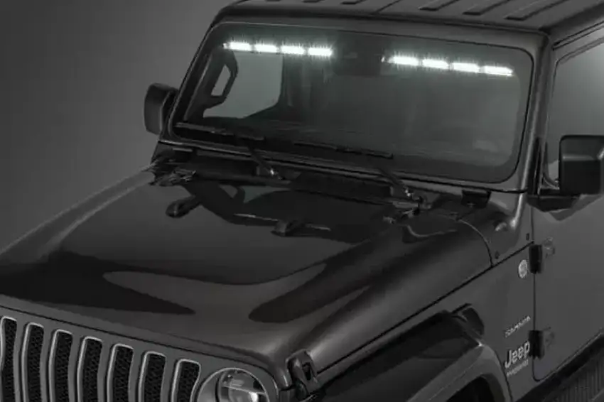 mPower ORV Interior Lightbar, 8 Module, Split 2 Piece, 12 LEDs – Dual Color Amber/White for 18-26+ Jeep Wrangler JL & 20-26+ Gladiator JT w/ adaptive cruise control (ACC) RTL-ENFWB00002